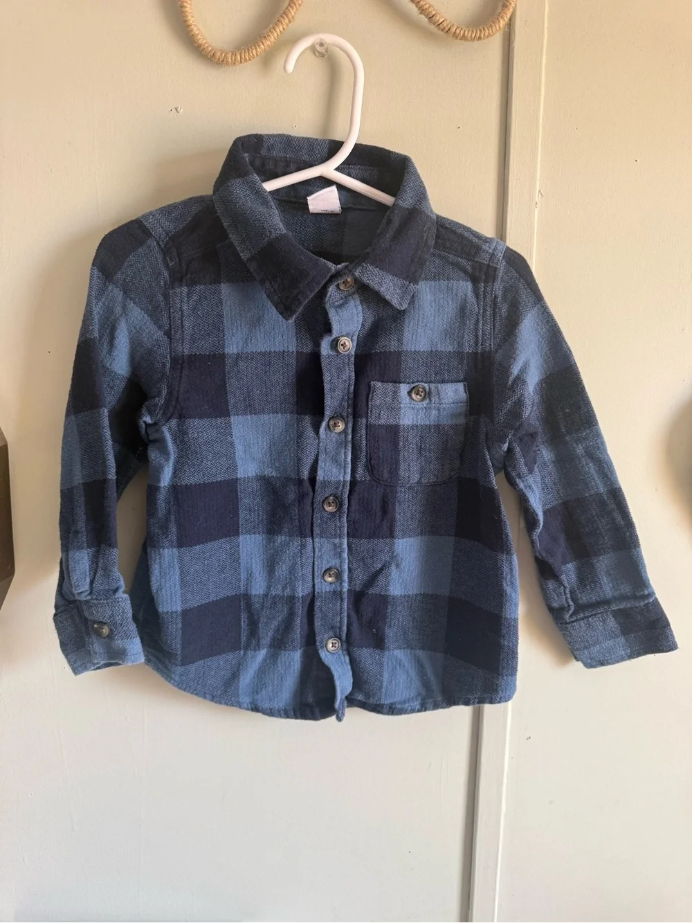 Old Navy Blue Plaid Button-Down Shirt for Kids